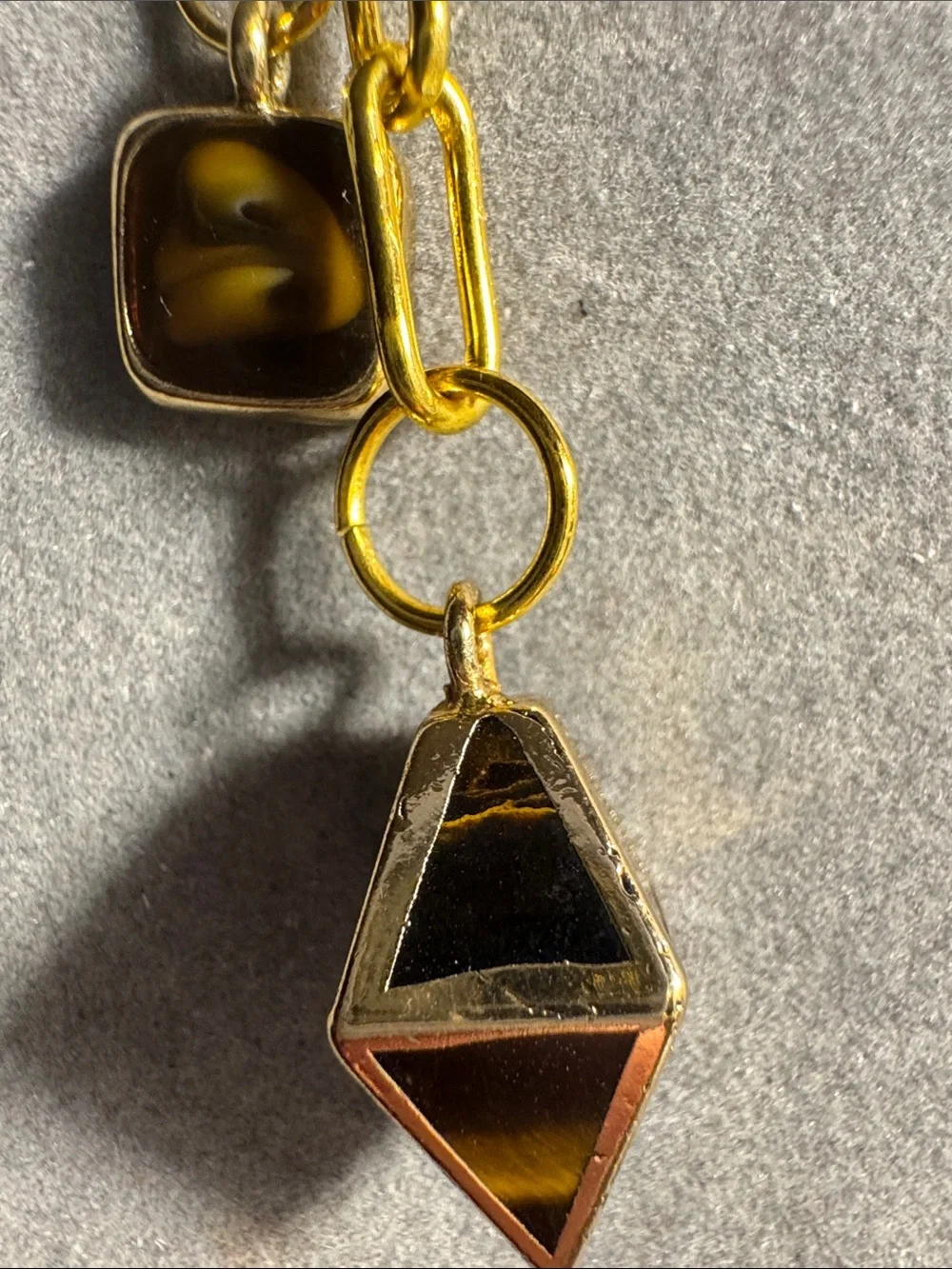 Hand Crafted Gold-Tone Key & Card Holder with Brown Tiger-Eye Accents